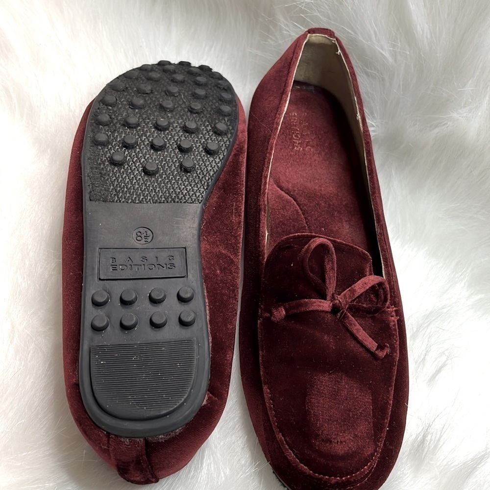 Basic Editions Wine Addison flat slip-on shoes, Women size 8.5 - Picture 2 of 7